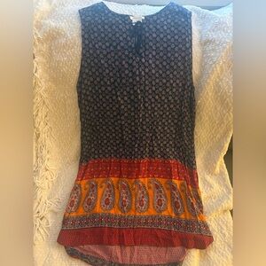 beachlunchlounge Navy and Coral Patterned Dress